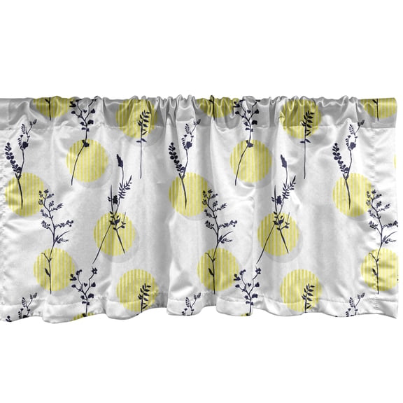 Ambesonne Modern Window Valance, Botanical Floral Geometric, 42" x 18", Yellow Pale Grey