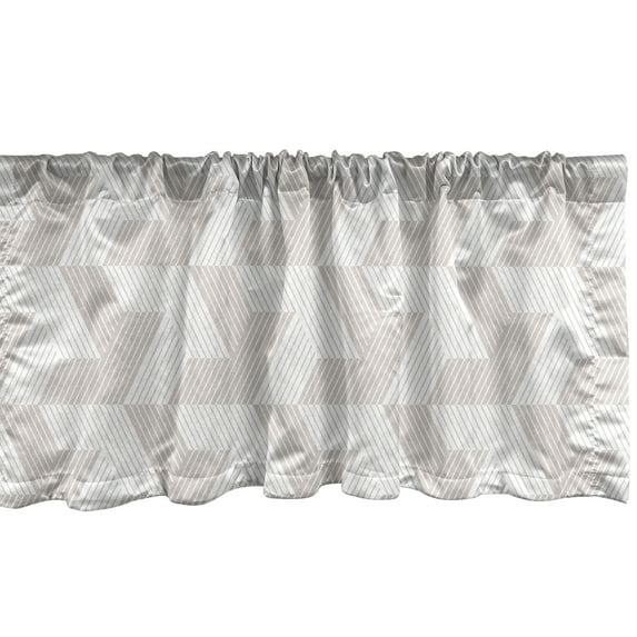 Ambesonne Modern Window Valance, Diagonal Greyscale Stripes, 42" x 18", Pale Taupe and White
