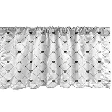 Ambesonne Modern Window Valance, Kings Crown, 54" X 18", Black White