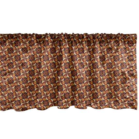 Ambesonne Modern Window Valance, Retro Vintage Geometric, 54" X 12", Dark Orange Burgundy
