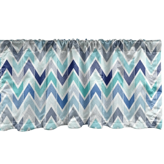 Ambesonne Modern Window Valance, Seamless Doodle Style, 42" x 12", Blue and White