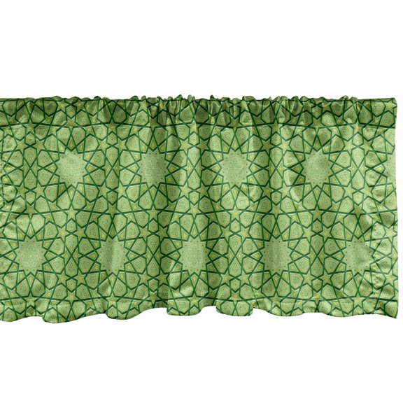 Ambesonne Modern Window Valance, Stars Geometric Shapes, 42" x 12", Lime Green