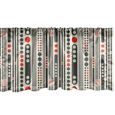 Ambesonne Modern Window Valance, Stripes Circles Minimal, 54" X 18", Charcoal Grey Scarlet