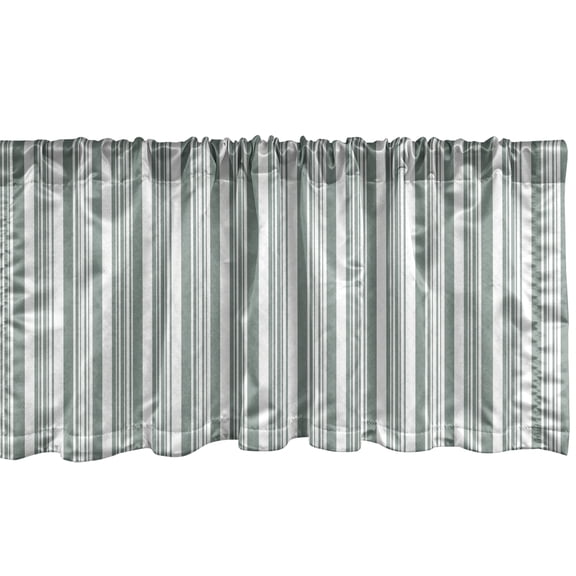 Ambesonne Modern Window Valance, Thin and Bold Stipes, 42" x 12", Pale Sage Green White