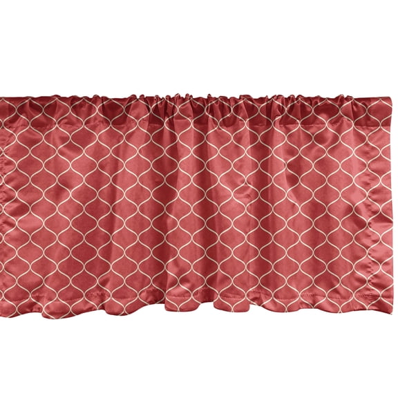 Ambesonne Modern Window Valance, Wavy Lines Oval Curvy, 54" X 12", Dark Coral Ivory