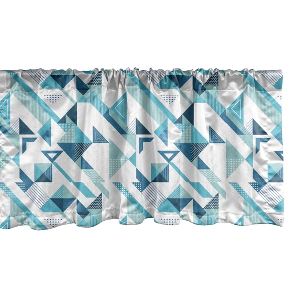 Ambesonne Modern Window Valance, Whimsical Geometric Shapes, 42" x 12", Seafoam Sea Blue