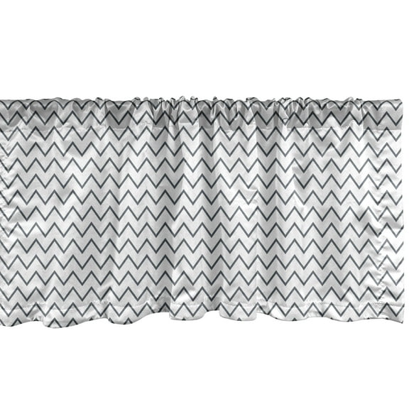 Ambesonne Modern Window Valance, Zig Zag Chevron Waves, 42" x 12", Grey White