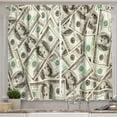 thumbnail image 1 of Ambesonne Money Kitchen Curtains, Ben Franklin Portrait Wealth, 55"x45", Pale Green Grey, 1 of 3