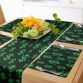 thumbnail image 1 of Ambesonne Money Table Runner & Placemats, Pixel Art Dollar Pattern, Placemat 4 pcs + Runner 14"x72", Dark Green Lime Green, 1 of 2