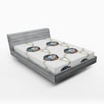 thumbnail image 1 of Ambesonne Monkey Emoji Fitted Sheet, Futuristic Cyber Faces, Full Size, Coconut Umber Pale Blue, 1 of 3