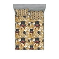 thumbnail image 1 of Ambesonne Monkey Emoji Fitted Sheet & Pillow Sham Set, Steampunk Art Ape Art, Full, Dark Sand Brown and White, 1 of 2