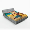thumbnail image 1 of Ambesonne Monkey Fitted Sheet, Hipster Holiday, Queen Size, Multicolor, 1 of 3