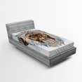 thumbnail image 1 of Ambesonne Monkey Fitted Sheet, Totem, Twin Size, Teal and Brown, 1 of 2