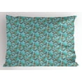 thumbnail image 1 of Ambesonne Monkey Pillow Sham, Jungle Animals on Branches, 36" X 20", Sea Blue Caramel, 1 of 2