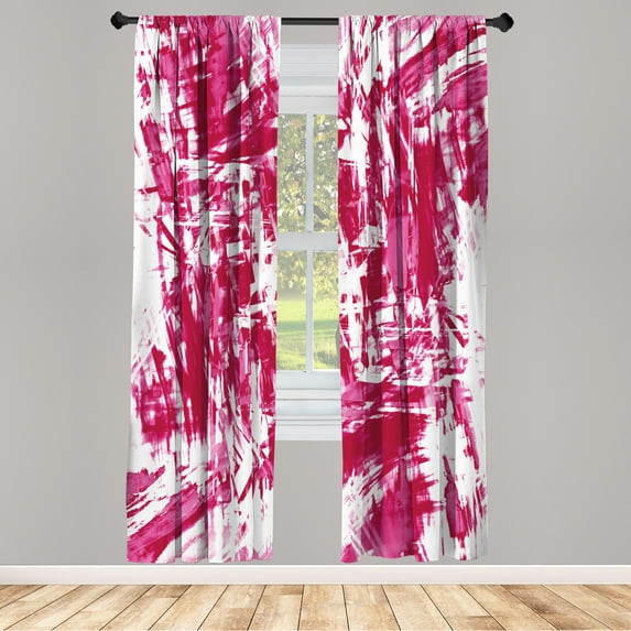 Ambesonne Monochrome Curtains, Grunge Abstract Chaos, Pair of 28"x63", Dark Pink