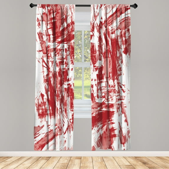 Ambesonne Monochrome Curtains, Grunge Abstract Chaos, Pair of 28"x95", Dark Coral