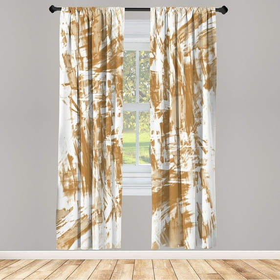 Ambesonne Monochrome Curtains, Grunge Abstract Chaos, Pair of 28"x95", Sand Brown