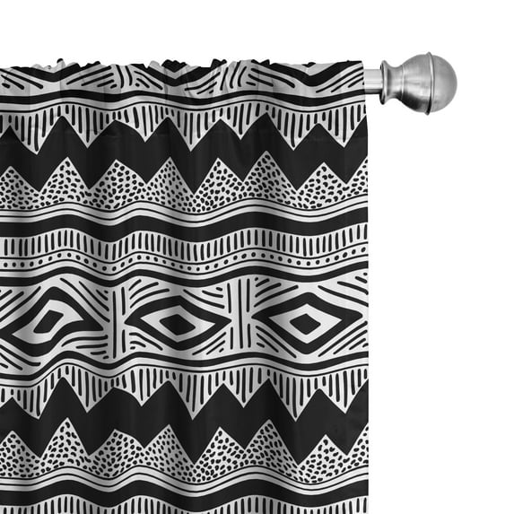 Ambesonne Monochrome Curtains, Zİgzags Native Details, Pair of 28"x95", Charcoal Grey and White