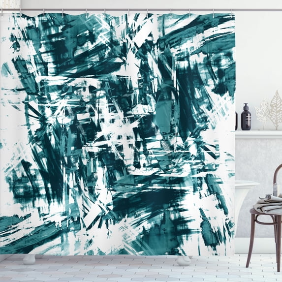 Ambesonne Monochrome Shower Curtain, Grunge Abstract Chaos, 69"Wx70"L, Cadet Blue