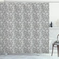 thumbnail image 1 of Ambesonne Monochrome Shower Curtain, Retro Natural Petals, 69"Wx75"L, Charcoal Grey and White, 1 of 5