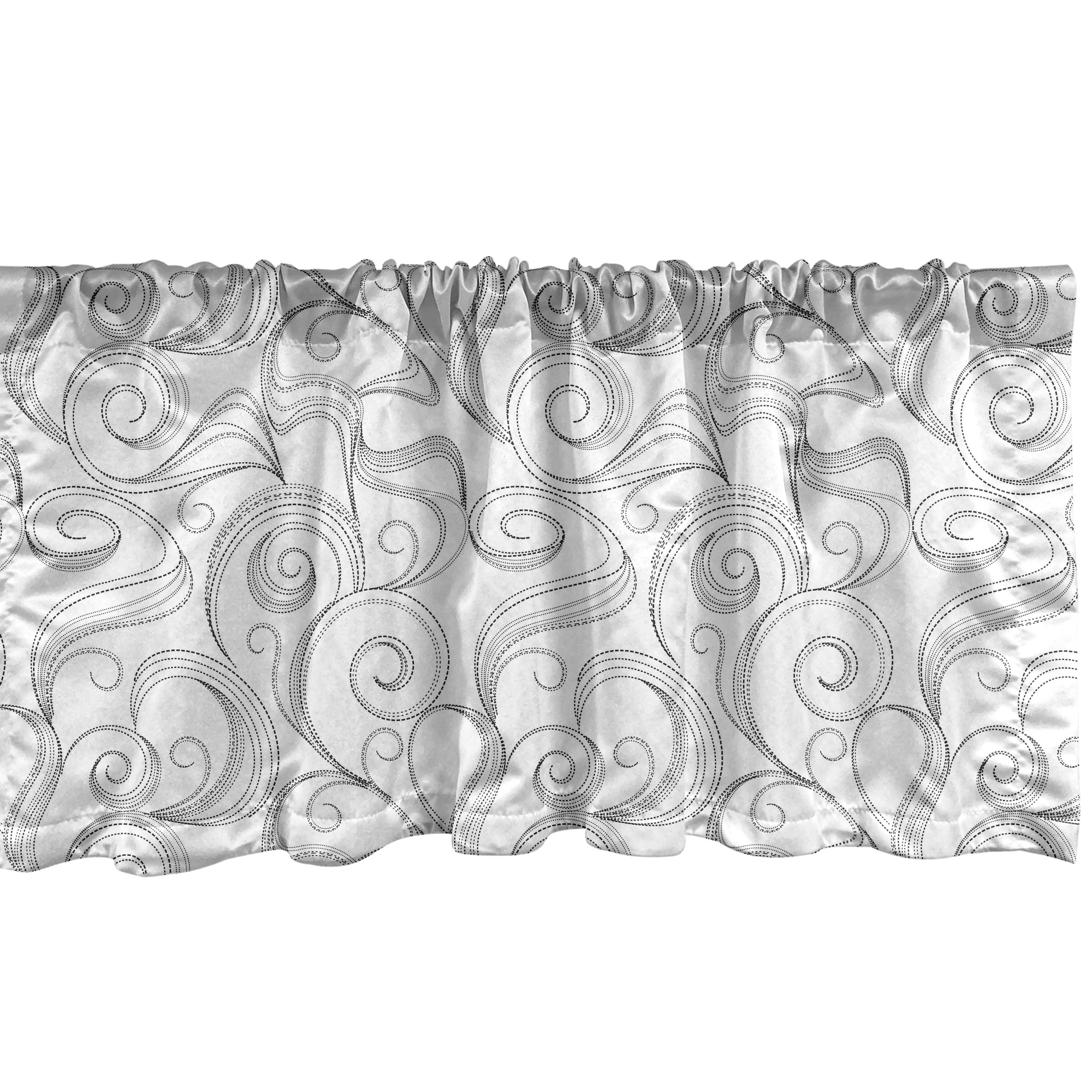 Charcoal Grey and White Swirl Pattern Rod Pocket Valance