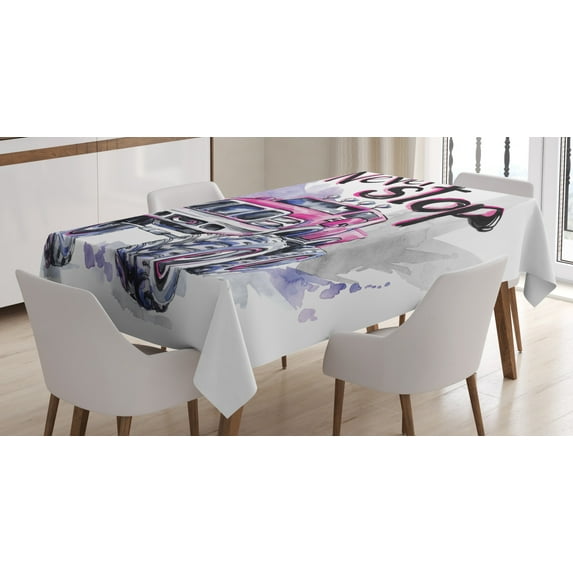 Ambesonne Monster Truck Tablecloth Rectangular Table Cover, Never Stop Words, 60"x84", Multicolor