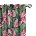 thumbnail image 1 of Ambesonne Monstera Window Curtains, Hawaiian Aloha Repetition, Each 28" W x 95" L, Hot Pink and Fern Green, 1 of 4