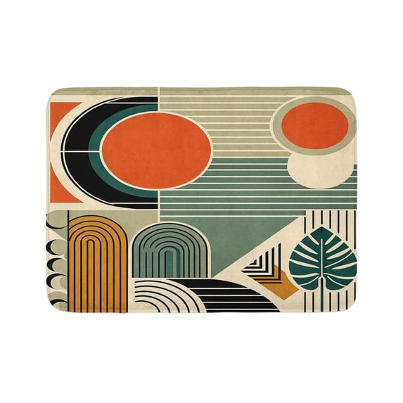 Ambesonne Monstera Bath Mat, Abstract Boho Mid Century, 30.2" x 20", Burnt Orange Pale Khaki