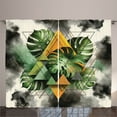 thumbnail image 1 of Ambesonne Monstera Curtains 2 Panel Set, Leaves Triangles Mystery, 108" x 63", Camel Grey and Fern Green, 1 of 3