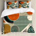 thumbnail image 1 of Ambesonne Monstera Duvet Cover Set, Abstract Boho Mid Century, Queen, Burnt Orange Pale Khaki, 1 of 6