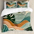 thumbnail image 1 of Ambesonne Monstera Duvet Cover Set, Abstract Landscape Boho, King, Evergreen Pale Seafoam, 1 of 6