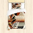 thumbnail image 1 of Ambesonne Monstera Duvet Cover Set, Abstract Mid Century Leaf, Twin, Redbrown Dusk Black, 1 of 3