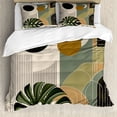 thumbnail image 1 of Ambesonne Monstera Duvet Cover Set, Boho Abstract Mid Century, Calking, Beige Evergreen and Sepia, 1 of 6