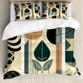 thumbnail image 1 of Ambesonne Monstera Duvet Cover Set, Mid Century Boho Abstract, Calking, Pale Reseda Green and Camel, 1 of 6