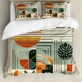 thumbnail image 1 of Ambesonne Monstera Duvet Cover Set, Mid Century Boho Abstract, Queen, Cinnamon Pale Sage Green, 1 of 6