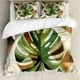 thumbnail image 1 of Ambesonne Monstera Duvet Cover Set, Nature Boho Scandinavian, Calking, Fern Green Sepia and Cocoa, 1 of 6