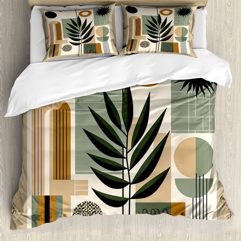 Ambesonne Monstera Duvet Cover Set, Nature Mid Century Boho, Calking, Beige  Evergreen Sepia - Walmart.com