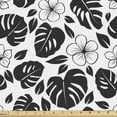 thumbnail image 1 of Ambesonne Monstera Fabric by the Yard Upholstery, Aloha Hawaiian Hibiscus, 1 Yard, Charcoal Grey White, 1 of 4