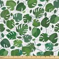 thumbnail image 1 of Ambesonne Monstera Fabric by the Yard Upholstery, Green Rainforest Leaves, 3 Yards, Dark Green White, 1 of 5