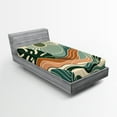 thumbnail image 1 of Ambesonne Monstera Fitted Sheet, Abstract Landscape Boho, TwinXL Size, Evergreen Pale Seafoam, 1 of 3