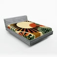 thumbnail image 1 of Ambesonne Monstera Fitted Sheet, Mid Century Abstract Sun, Full Size, Beige Burnt Orange Black, 1 of 3