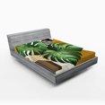 thumbnail image 1 of Ambesonne Monstera Fitted Sheet, Nature Scandinavian Boho, Full Size, Fern Green and Pale Coffee, 1 of 3