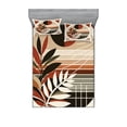thumbnail image 1 of Ambesonne Monstera Fitted Sheet & Pillow Sham Set, Abstract Mid Century Leaf, Queen, Redbrown Dusk Black, 1 of 2