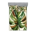 thumbnail image 1 of Ambesonne Monstera Fitted Sheet & Pillow Sham Set, Nature Boho Scandinavian, Calking, Fern Green Sepia and Cocoa, 1 of 2