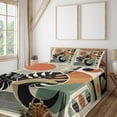 thumbnail image 1 of Ambesonne Monstera Fitted & Top Sheet Set with Sham, Boho Mid Century Sun Leaf, Cinnamon Black Beige, 1 of 5