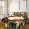 thumbnail image 1 of Ambesonne Monstera Fitted & Top Sheet Set with Sham, Mid Century Abstract Sun, Beige Burnt Orange Black, 1 of 5