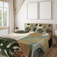 thumbnail image 1 of Ambesonne Monstera Fitted & Top Sheet Set with Shams, Boho Abstract Mid Century, Beige Evergreen and Sepia, 1 of 5