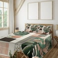 thumbnail image 1 of Ambesonne Monstera Fitted & Top Sheet Set with Shams, Mid Century Boho Shapes, Evergreen Pale Rust Brown, 1 of 5
