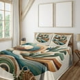 thumbnail image 1 of Ambesonne Monstera Fitted & Top Sheet Set with Shams, Sage Love Boho Mid Century, Teal Amber Olive Green, 1 of 5