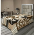 thumbnail image 1 of Ambesonne Monstera Flat Sheet, Boho Arrange Mid Century, Twin Size, Dark Cocoa Pale Brown, 1 of 1